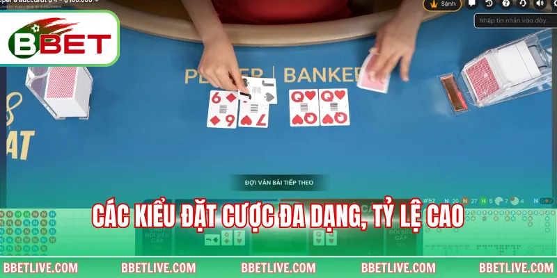 Các kiểu đặt cược đa dạng, tỷ lệ cao